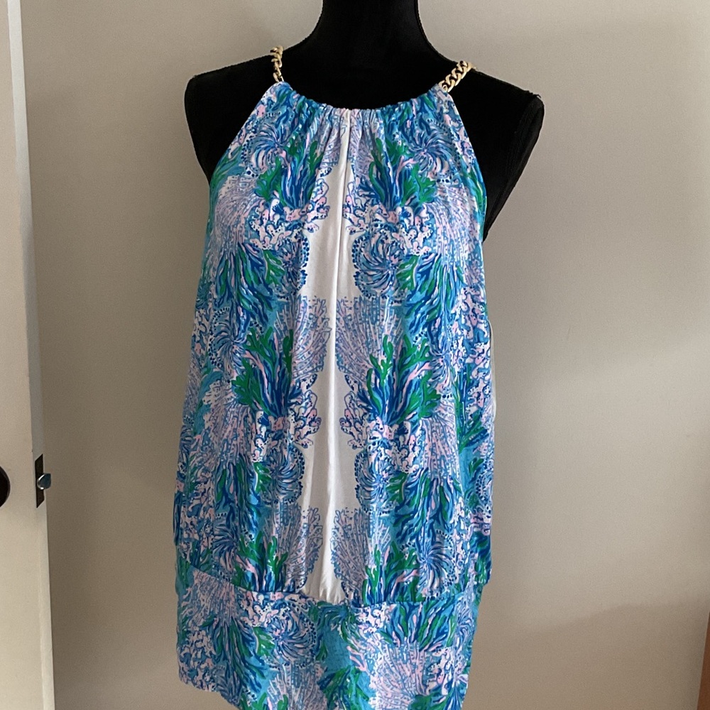 NWT** Lilly Pulitzer Bowen Women's in  Blue & Green Halter Top